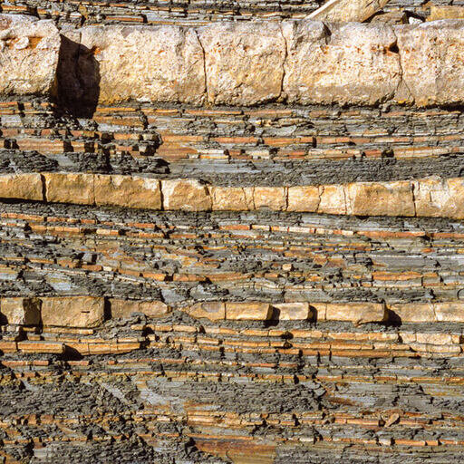 rock strata on a cliff face